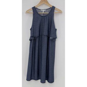 BCBGeneration Ruffled Front Blue Sleeveless Tank Dress Sz M Preppy Western Rodeo